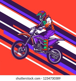 Supermoto Rider Ride a Supermoto Bike Illustration