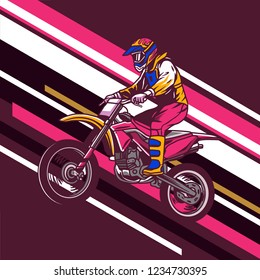 Supermoto Rider Ride a Supermoto Bike Illustration