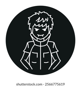 Supernatural genre of manga color line icon. Character in anime style. Vector isolated element. Editable stroke.