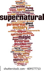 Supernatural word cloud concept. Vector illustration