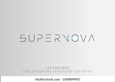 Supernova. Abstract technology futuristic alphabet font. digital space typography vector illustration design