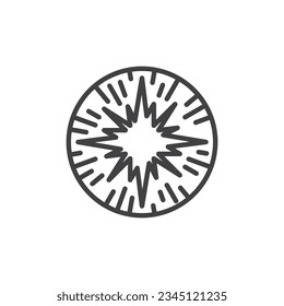 Supernova explosion line icon. linear style sign for mobile concept and web design. Supernova star explosion outline vector icon. Symbol, logo illustration. Vector graphics