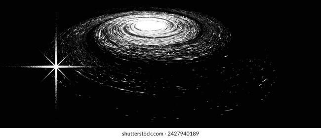 Supernova explosion in spiral galaxy . Noise texture  .Vector illustration