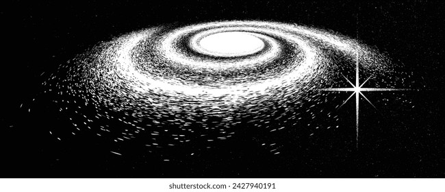 Supernova explosion in spiral galaxy . Noise texture  .Vector illustration