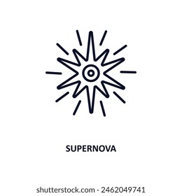 supernova outline icon.  Thin line icon from astronomy collection. Editable vector isolated on white background