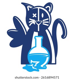 Superposition icon represented by Superposition experiment cat Dualtone style.