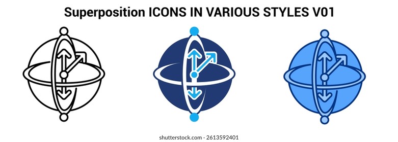 Superposition icon represented by Superposition symbol Line, Blue, Dualtone style.