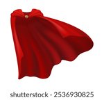 Superpower cloak waving in wind, magic flowing and flying carnival Halloween vampire clothes. Vector front view of cape, hero accessory isolated red superhero satin cloth, magic mantle costume