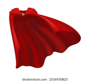 Superpower cloak waving in wind, magic flowing and flying carnival Halloween vampire clothes. Vector front view of cape, hero accessory isolated red superhero satin cloth, magic mantle costume