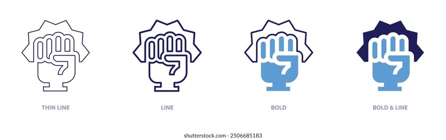 Superpower icon in 4 different styles. Thin Line, Line, Bold, and Bold Line. Duotone style. Editable stroke.