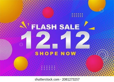 Supersale 12 12 banner design vector. Gradient colorful flash sale shopping day template illustration.