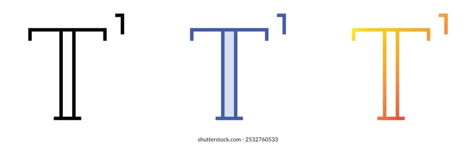 superscript icon. Linear, Blue Fill and Gradient Style Design Isolated On White Background