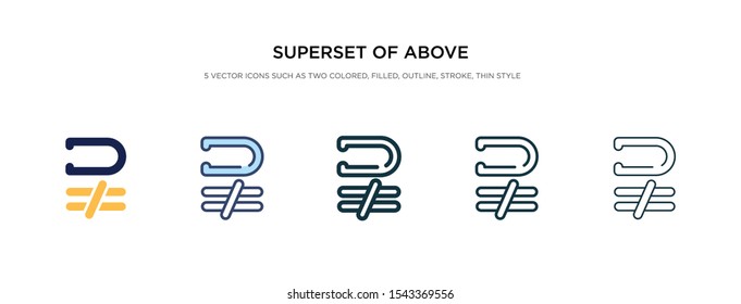 superset of above not equal to icon in different style vector illustration. two colored and black superset of above not equal to vector icons designed in filled, outline, line and stroke style can