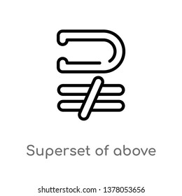 superset of above not equal to vector line icon. Simple element illustration. superset of above not equal to outline icon from signs concept. Can be used for web and mobile