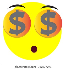Supersize face icon with dollar emoji symbol