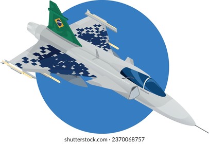 Supersonic air craft in isometric view - Brazilian Air Force - Saab JAS-39C Gripen F39