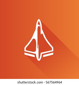 Supersonic airplane icon in Metro user interface color style. Aircraft speed passenger