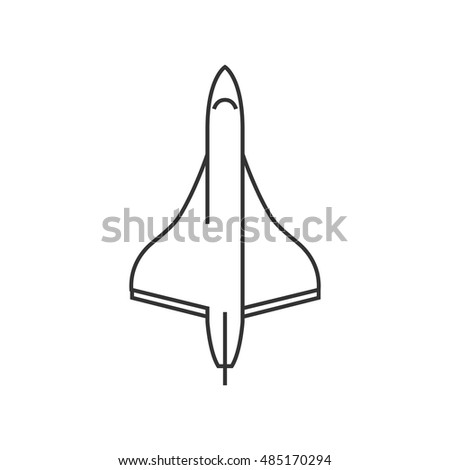 Supersonic airplane icon in thin outline style. Aircraft speed passenger aviation airliner