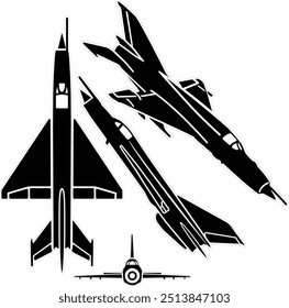 supersonic fighter jet vecor set 