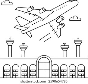 Supersonic Jet Fighter Coloring Book Vector Illustration