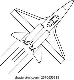 Supersonic Jet Fighter Silhouette for Easy Coloring Books