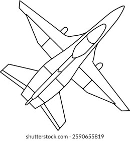 Supersonic Jet Fighter Silhouette for Easy Coloring Books