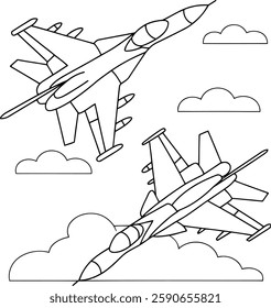 Supersonic Jet Fighter Silhouette for Easy Coloring Books