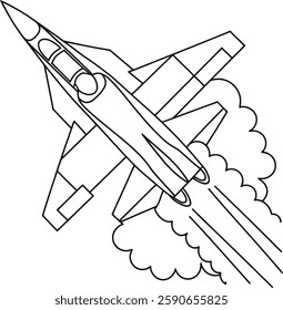 Supersonic Jet Fighter Silhouette for Easy Coloring Books