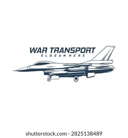 Supersonic Military Fighter Jet Vector Logo. A detailed monochrome vector illustration of a modern supersonic military fighter jet soaring upward in dynamic flight.