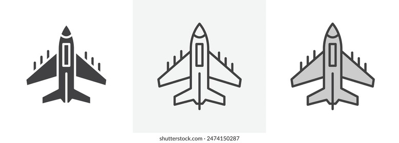 Supersonic Warplane Icon Set. Jet Fighter Vector Symbol.