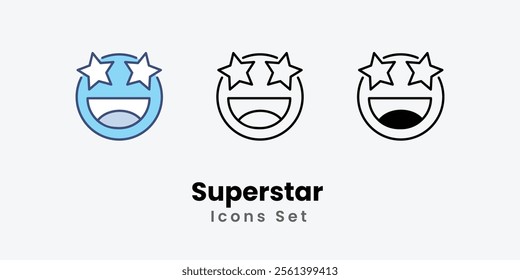 Superstar Icons thin line and glyph vector icon stock illustration