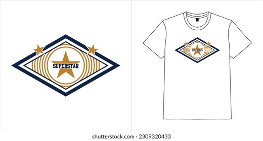 superstar logo design with star icon vector for t-shirt, poster, typography or your brand. vector