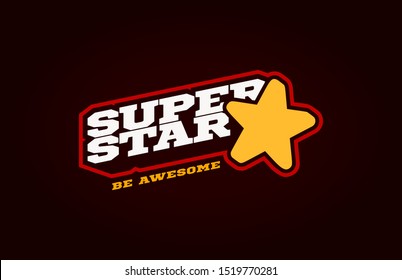 Superstar Modern Professional Sport Typography In Retro Style. Vector Design Emblem, Badge And Sporty Template Logo Design