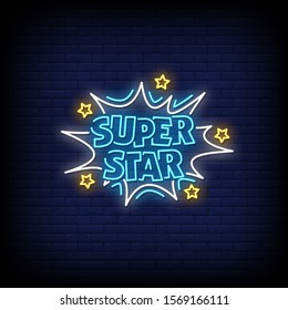 Superstar Neon Signs Style Text Vector