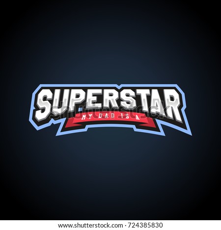 Superstar power full typography, t-shirt graphics, vectors. Awesome sport retro text emblem