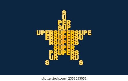 Superstar. Star shape filled with the word - SUPER. Vector graphics