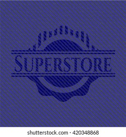 Superstore badge with denim background