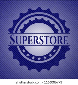 Superstore badge with jean texture