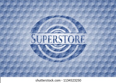 Superstore blue polygonal emblem.