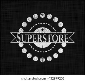 Superstore chalk emblem, retro style, chalk or chalkboard texture