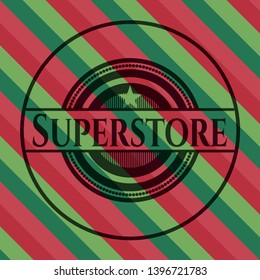 Superstore christmas style emblem. Vector Illustration. Detailed.