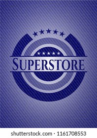Superstore emblem with jean texture