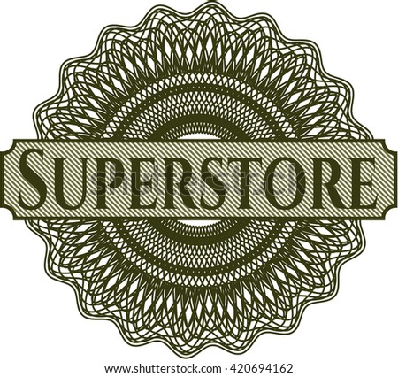 Superstore inside money style emblem or rosette