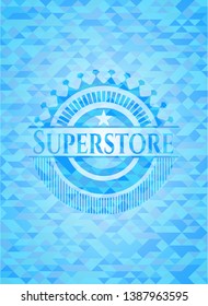 Superstore light blue emblem. Mosaic background