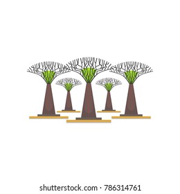 Supertrees in the Garden by the Bay, Singapore vector Illustration