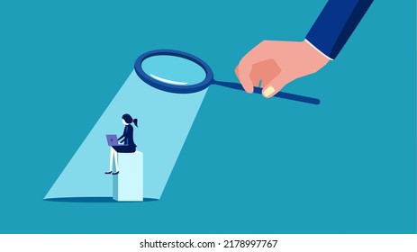 Supervise Work Managers Use Magnifying Glass Stock Vector (Royalty Free ...