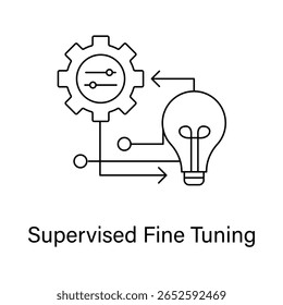 Ícone de aprendizado supervisionado - Modelo de sintonia fina, Rotulagem AI, Ícone de treinamento LLM, Inteligência de máquina, Melhoramento NLP