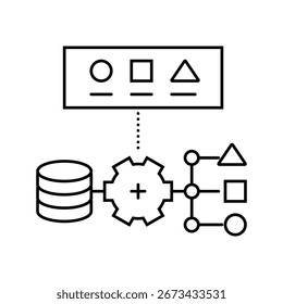 vetor de ícone de linha de máquina de aprendizagem supervisionada. sinal de máquina de aprendizagem supervisionada. símbolo de contorno isolado ilustração preta
