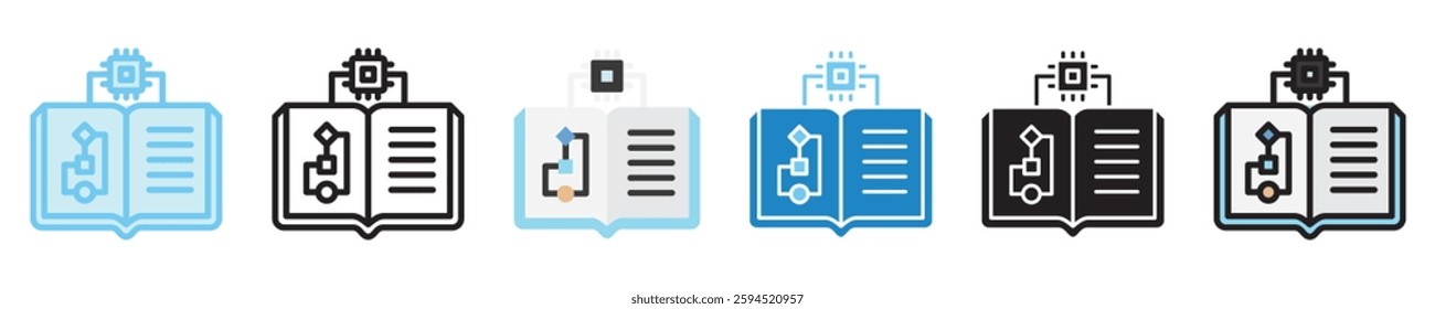 Supervised Learning multi style icon set. use for modern concept, print, UI, UX kit, web and app development. Vector EPS 10, related to artificial intelligence, technology theme.