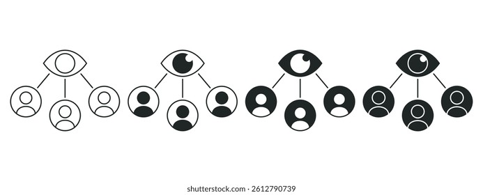 Supervision monitoring, watching people icon. Illustration vector 